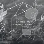 Das Foto zeigt ein Tafelbild mit mathematischen Formeln und geometrischen Figuren